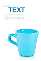 blue coffee cup with copyspace isolated