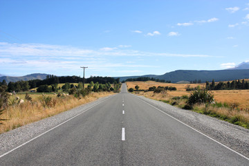 Straight road in Canterbury, New Zealand