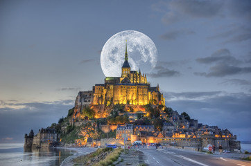 HDR du Mont-Saint-Michel - obrazy, fototapety, plakaty