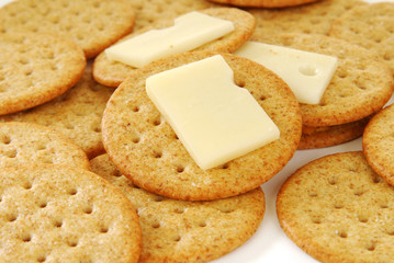 Swiss cheese on a cracker