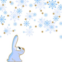 Obraz premium Rabbit and snowfall