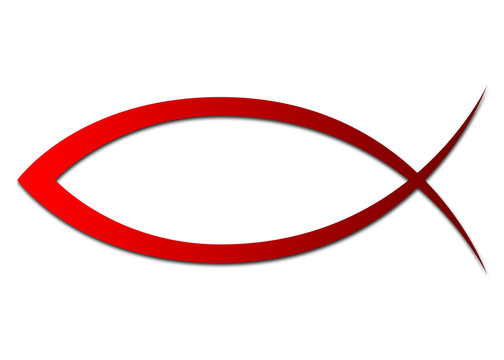 ICHTHYS Rot - Abstrakt Fisch Symbol