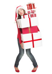 Christmas woman tired with many gifts - 27223023