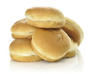 Hamburger buns isolated over white background