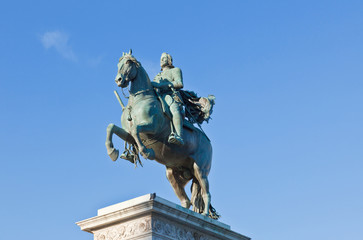 Fototapeta na wymiar Madrid Plaza de Oriente, statue of Felipe IV. Madrid