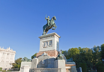 Madrid Plaza de Oriente, statue of Felipe IV. Madrid