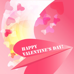 Romantic valentine background, with paper plane