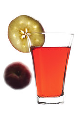glass of freshly squeeze red apple juice