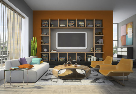 View on the comfortable living-room