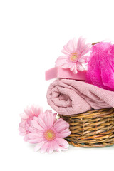 Obraz na płótnie Canvas bath products in pink