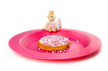 rusk with pink and white mice