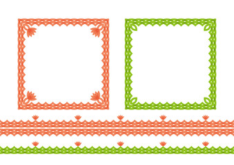 花とツルの飾り罫