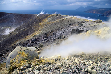 Sulfurous fumaroles, Vulcano, Lipari, Sicily, Italy