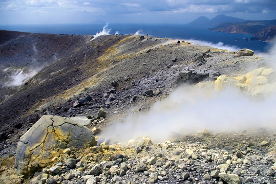 Sulfurous fumaroles, Vulcano, Lipari, Sicily, Italy