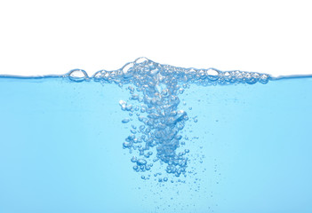 Flowing water with bubbles