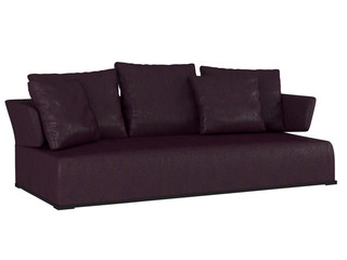 Modern violet sofa isolated on white background