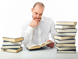man reading a book