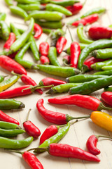 red and green hot peppers
