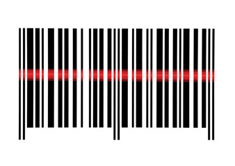 Red Laser Beam Scanning Empty Barcode Macro Closeup Isolated