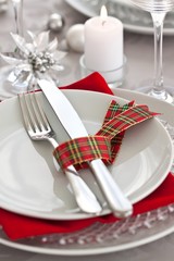 Table setting for a Christmas celebration