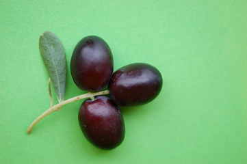 Three black olives