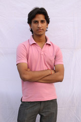 Fototapeta na wymiar indian young model wearing tshirt