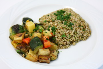verdure con grano e prezzemolo