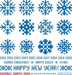 Snowflakes (Vector). Christmas and New Year greetings 2011-2020