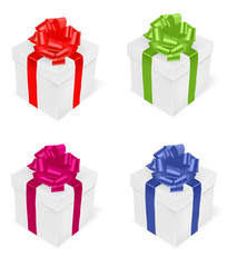 Four gift boxes. Photo-realistic vector.
