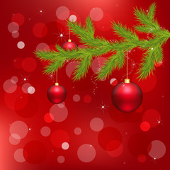 Red Christmas Background With Christmas Ball