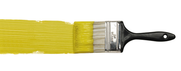 Fototapeta premium Paintbrush With Yellow Paint