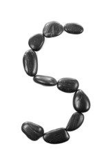 Letter 'S' made of stones isolated on white