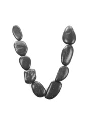 Letter 'V' made of stones isolated on white