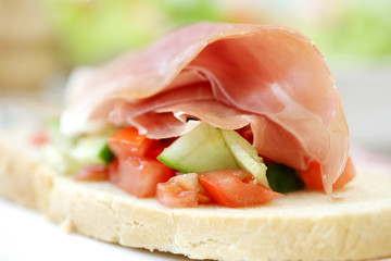 Parma Ham with Salad on Bruschettina