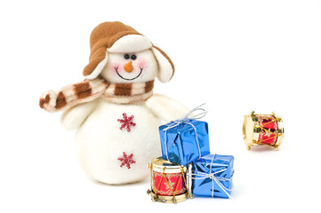 Navidad, muñeco de nieve y regalos