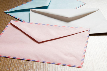 Mail concept with many envelopes on the table