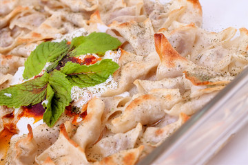 Turkish style delicious manti tatar borek