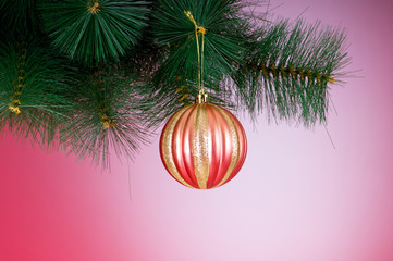 Fototapeta na wymiar Christmas decoration against the colorful gradient background