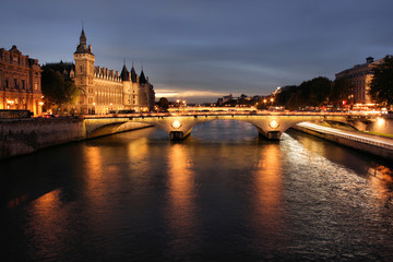 Parisian bridge at night