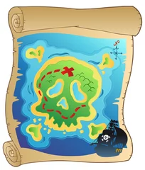 Cercles muraux Pirates Vieux parchemin avec carte pirate