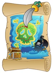 Cercles muraux Pirates Vieux parchemin avec carte pirate