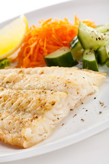 Fish dish - fried fish fillet with vegetables
