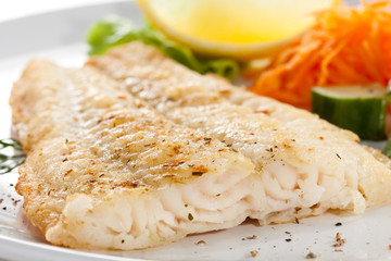 Fish dish - fried fish fillet with vegetables