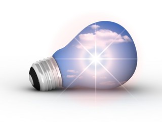 eco energy metaphor - lightbulb with sunlight.