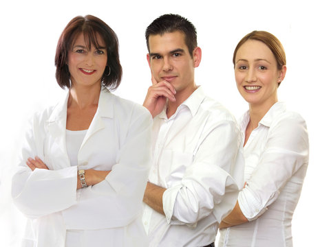 Team in weisser Kleidung