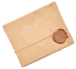 brown box with sealing wax