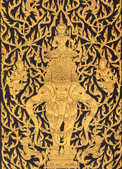 god on Erawan elephant in traditional Thai style art - 27261239