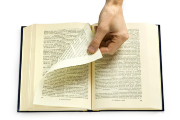 hand turning  page