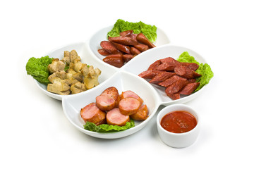 Bavarian sausages with ketchup