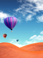 Landscape with a colorful balloon dry